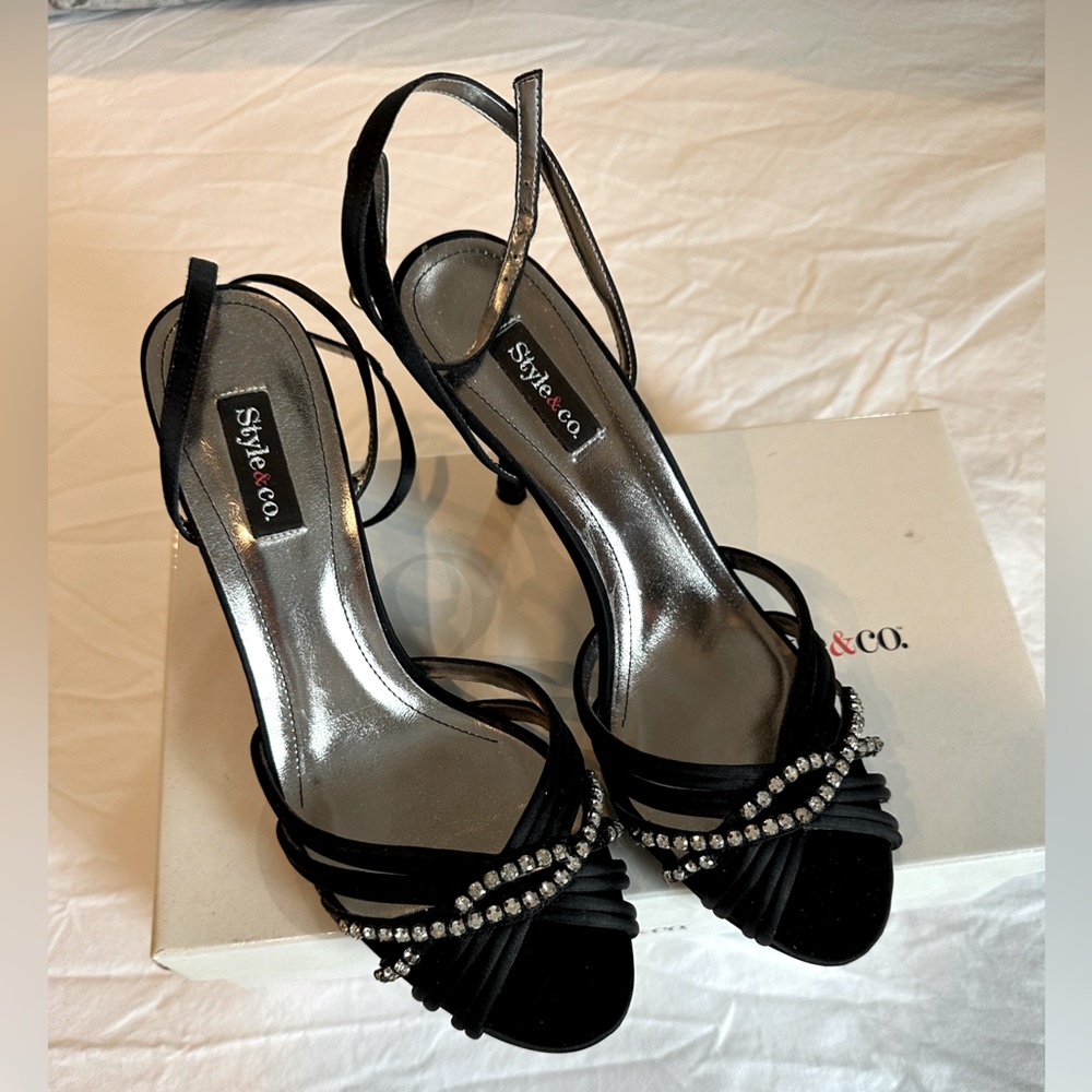Style & Co. Womens Black Strappy Dress Shoes